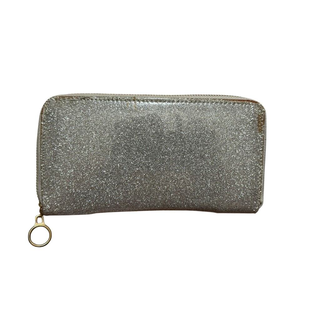 DELUXE Silver GLITTER WALLET 8 CREDIT CARD Slots ZIP 8”